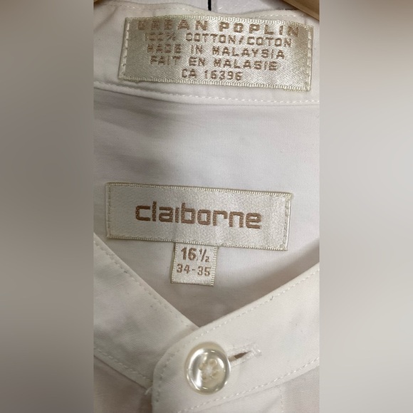 Men's White cotton Claiborne shirt 16.5 Collar - Picture 10 of 10